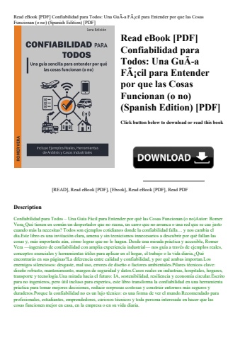 read ebook [pdf] confiabilidad para todos una guãƒâ­a fãƒâ¡cil para entender por que las cosas funci