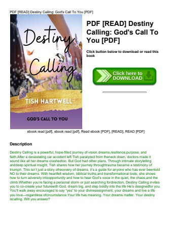 pdf [read] destiny calling god's call to you [pdf]
