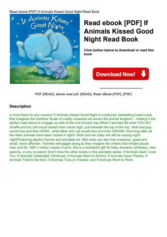read ebook [pdf] if animals kissed good night read book