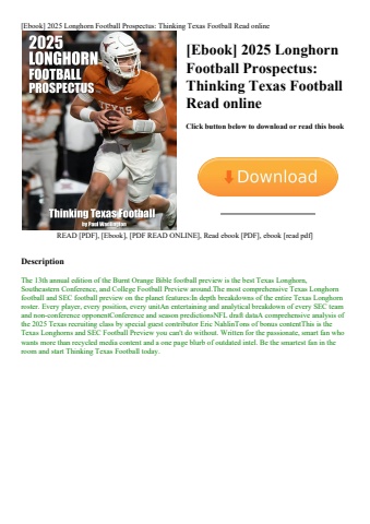 [ebook] 2025 longhorn football prospectus thinking texas football read online