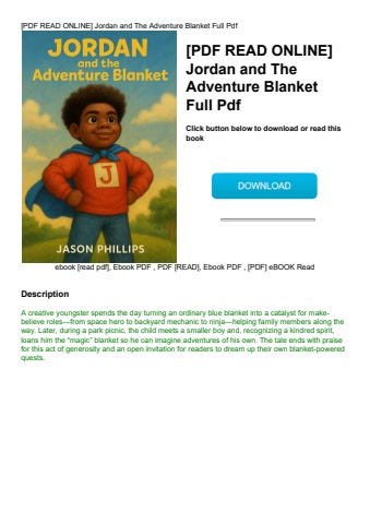 [pdf read online] jordan and the adventure blanket full pdf