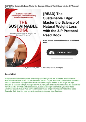 [read] the sustainable edge master the science of natural weight loss with the 3-p protocol read boo