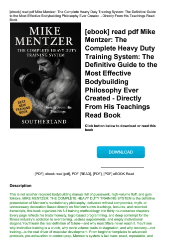[ebook] read pdf mike mentzer the complete heavy duty training system the definitive guide to the mo
