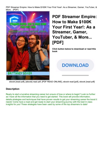 pdf streamer empire how to make $100k your first year! as a streamer  gamer  youtuber  & more
