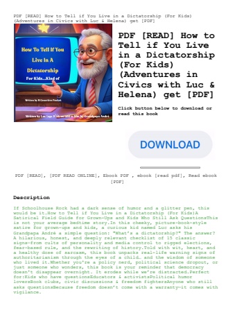 pdf [read] how to tell if you live in a dictatorship (for kids) (adventures in civics with luc & hel