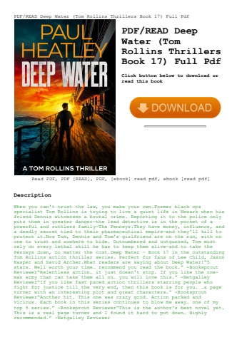 pdfread deep water (tom rollins thrillers book 17) full pdf