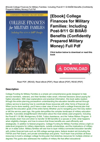 [ebook] college finances for military families including post-911 gi billã‚â® benefits (confidently