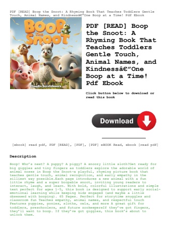 pdf [read] boop the snoot a rhyming book that teaches toddlers gentle touch  animal names  and kindn