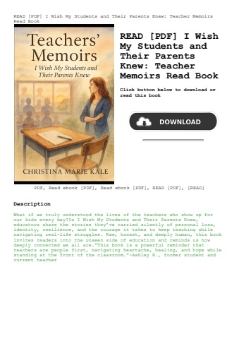read [pdf] i wish my students and their parents knew teacher memoirs read book