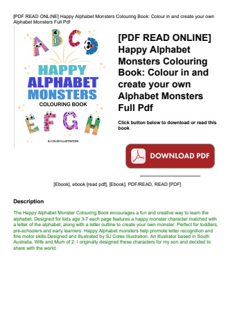 [pdf read online] happy alphabet monsters colouring book colour in and create your own alphabet mons