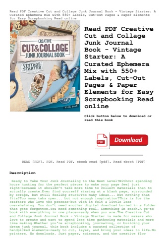 read pdf creative cut and collage junk journal book - vintage starter a curated ephemera mix with 55
