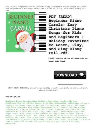 pdf [read] beginner piano carols easy christmas piano songs for kids and beginners  holiday favorite