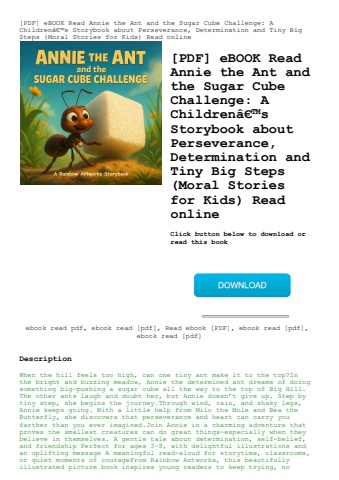 [pdf] ebook read annie the ant and the sugar cube challenge a childrenã¢â€â™s storybook about persev