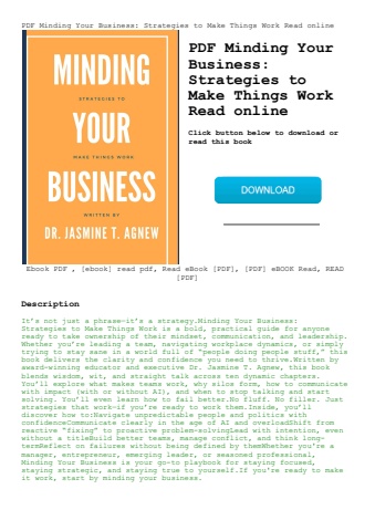 pdf minding your business strategies to make things work read online