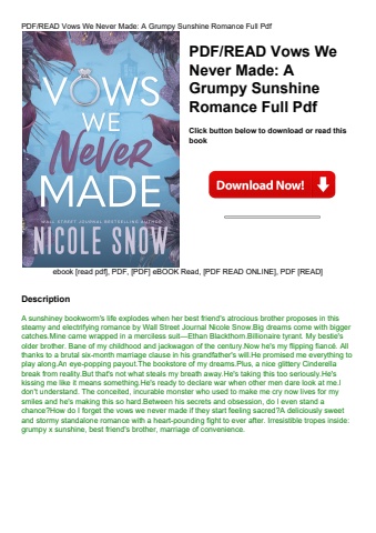 pdfread vows we never made a grumpy sunshine romance full pdf