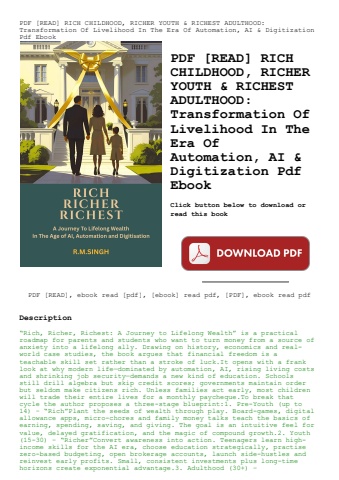 pdf [read] rich childhood  richer youth & richest adulthood transformation of livelihood in the era