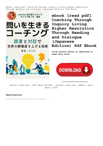 ebook [read pdf] coaching through inquiry living higher resolution through reading and dialogue (jap