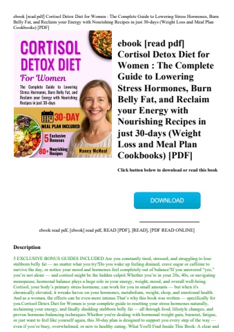 ebook [read pdf] cortisol detox diet for women  the complete guide to lowering stress hormones  burn