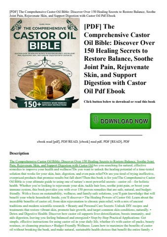 [pdf] the comprehensive castor oil bible discover over 150 healing secrets to restore balance  sooth