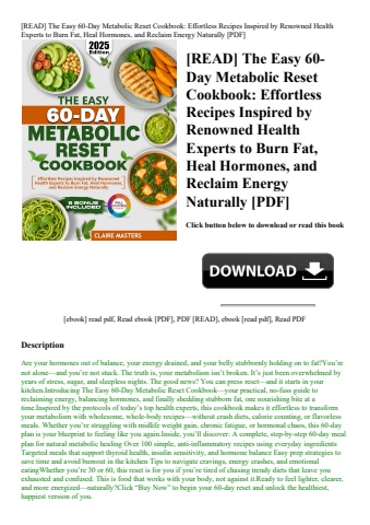 [read] the easy 60-day metabolic reset cookbook effortless recipes inspired by renowned health exper