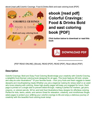 ebook [read pdf] colorful cravings food & drinks bold and east coloring book [pdf]
