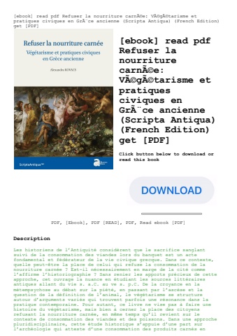 [ebook] read pdf refuser la nourriture carnãƒâ©e vãƒâ©gãƒâ©tarisme et pratiques civiques en grãƒâ¨ce