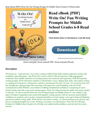read ebook [pdf] write on! fun writing prompts for middle school grades 6-8 read online