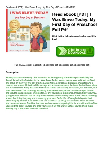 read ebook [pdf] i was brave today my first day of preschool full pdf