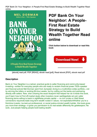 pdf bank on your neighbor a people-first real estate strategy to build wealth together read online