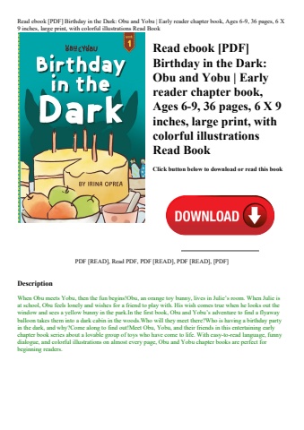 read ebook [pdf] birthday in the dark obu and yobu  early reader chapter book  ages 6-9  36 pages  6