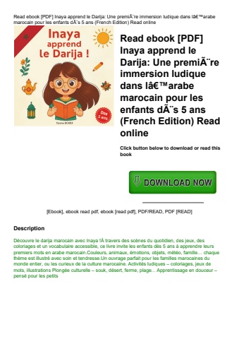 read ebook [pdf] inaya apprend le darija une premiãƒâ¨re immersion ludique dans lã¢â€â™arabe marocai