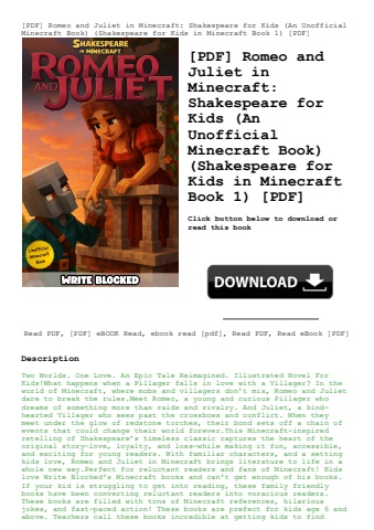 [pdf] romeo and juliet in minecraft shakespeare for kids (an unofficial minecraft book) (shakespeare