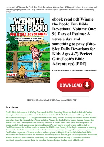 ebook read pdf winnie the pooh fun bible devotional volume one 90 days of psalms a verse a day and s