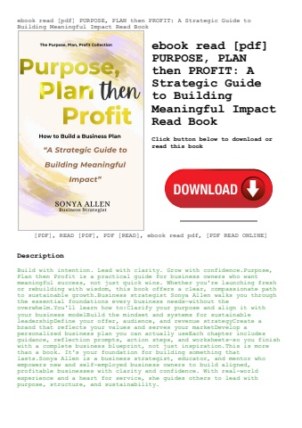 ebook read [pdf] purpose  plan then profit a strategic guide to building meaningful impact read book