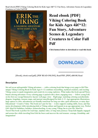 read ebook [pdf] viking coloring book for kids ages 4ã¢â€â“12 fun story  adventure scenes & legendar