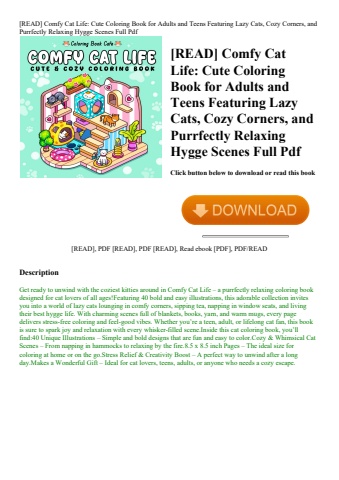[read] comfy cat life cute coloring book for adults and teens featuring lazy cats  cozy corners  and