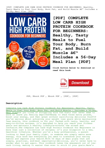 [pdf] complete low carb high protein cookbook for beginners healthy  tasty meals to fuel your body