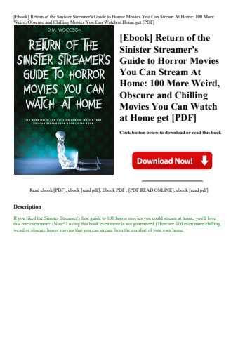 [ebook] return of the sinister streamer's guide to horror movies you can stream at home 100 more wei