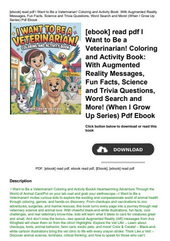 [ebook] read pdf i want to be a veterinarian! coloring and activity book with augmented reality mess