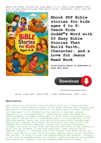 ebook pdf  bible stories for kids ages 4 to 8 teach kids godã¢â€â™s word with 20 easy bible stories