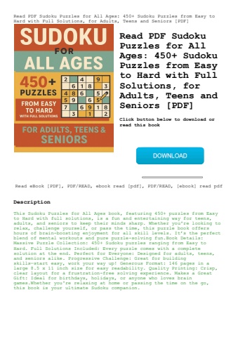 read pdf sudoku puzzles for all ages 450+ sudoku puzzles from easy to hard with full solutions  for