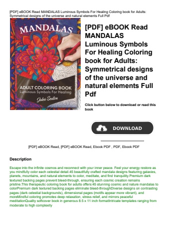 [pdf] ebook read mandalas luminous symbols for healing coloring book for adults symmetrical designs
