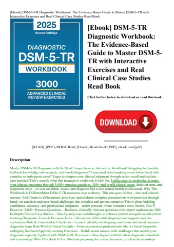 [ebook] dsm-5-tr diagnostic workbook the evidence-based guide to master dsm-5-tr with interactive ex