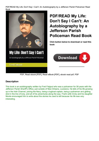 pdfread my life don't say i can't an autobiography by a jefferson parish policeman read book