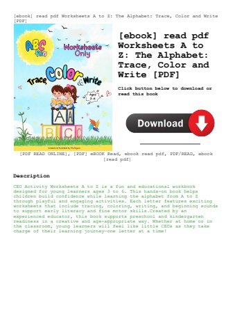 [ebook] read pdf worksheets a to z the alphabet trace  color and write [pdf]