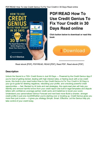 pdfread how to use credit genius to fix your credit in 30 days read online