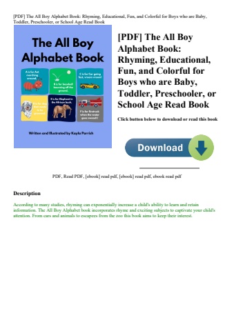 [pdf] the all boy alphabet book rhyming  educational  fun  and colorful for boys who are baby  toddl