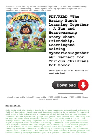 pdfread the brainy bunch learning together  a fun and heartwarming story about friendship  learninga