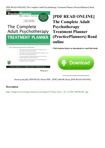 [pdf read online] the complete adult psychotherapy treatment planner (practiceplanners) read online