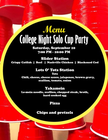 RED SOLO CUP MENU NEW